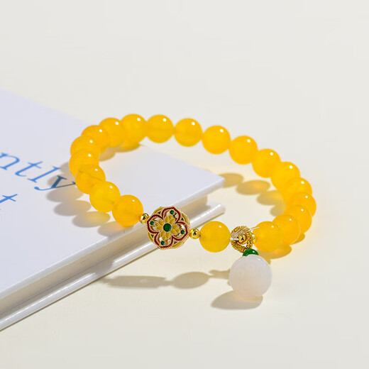 Bracelet de pod d'agate jaune naturel Luxurant luxe chinois Fashion Original Salle Source sucre cube Tiger Eye Stone Bracelet Women's Bijoux C679 Yellow Agate Pod Bracelet