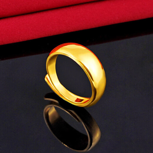 Sand gold glossy ring for men and women, brass gold-plated open ring, imitation gold, thickened gold seal, large bar size 6mm, random number
