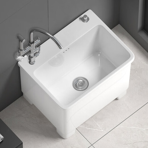 Balcony mop pool ceramic with faucet hole integrated high foot household bathroom mop pool floor basin tank large size 13751X35 control + seat spray gun single cooling