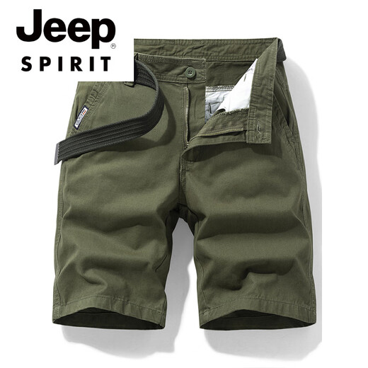 JEEP SPIRIT品牌优选多口袋纯棉工装短裤男宽松直筒五分2025夏季ins休闲中裤 17152黑色 (不含腰带) 33 2尺6（135-150斤）