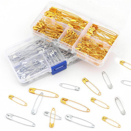 Old-fashioned safety pins multi-size brooch materials handmade diy jewelry paper clip tools boxed pins boxed pins gold-150 pcs/box