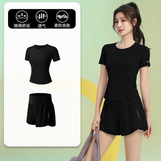 Best Lun Outdoor Casual Sports Set Fashion Badminton Clothes Women's Tennis Clothes Pink Purple Top + Purple Shorts XL