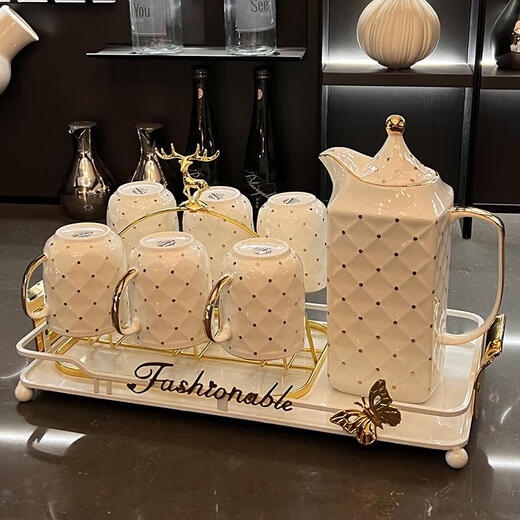 Yusenyi high-end tea set set light luxury home hospitality teapot teacup office hospitality Shuizi high-end tea set teacup 9-piece set 691 gift box