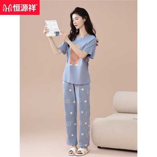 Hengyuanxiang Neue Pyjamas für Frauen im Sommer im Sommer Reine Baumwolle kurzärmelige Hosen dünne Baumwoll-Freizeit-Kleidungsstücke können außerhalb von 9721 getragen werden [reines Baumwollhaut-freundlich und atmungsaktiv] M [vorgeschlagen 80-100jin [Jin gleich 0,5 kg] tragen]