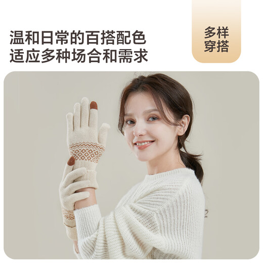 Jiumu (Jiumu) Reine Wolle warme Handschuhe für Frauen im Herbst- und Winter Damen Wollhandschuhe für Winter fahren und kaltes Touchscreenhandschuhe fahren