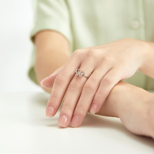 Chow Sang Sang (CHOW SANG SANG) platinum ring Pt950 bow open ring for women 91475R