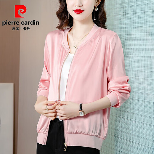 Pierre Cardin Markenjacke für Frauen mit Emulation I Seidenabdruck Kurzjacke für Frauen 2025 Frühlings- und Sommer Neue Baseball-Uniform Langarm Lose 733 schwarz hohe Qualität 4xl empfohlen 140-150jin [Jin gleich 0,5 kg]