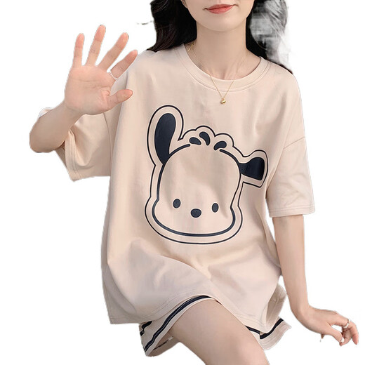 UKUHPK短袖睡衣女夏季居家服卡通学生版套装少女卡通甜美可爱加肥加大 680帕恰狗+679绿恐龙 M 【80-98斤】