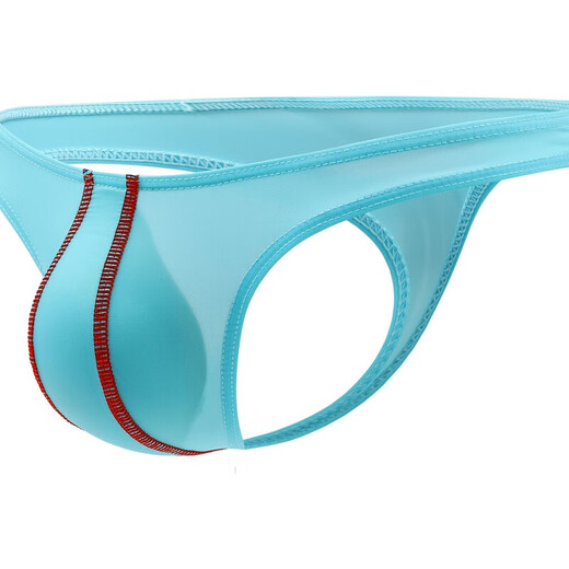 Banfishi 2025 Japanese Korean Summer Sexy GAY Men's Low Waist Ultra-Thin Ice Silk Silky Thong Blue M