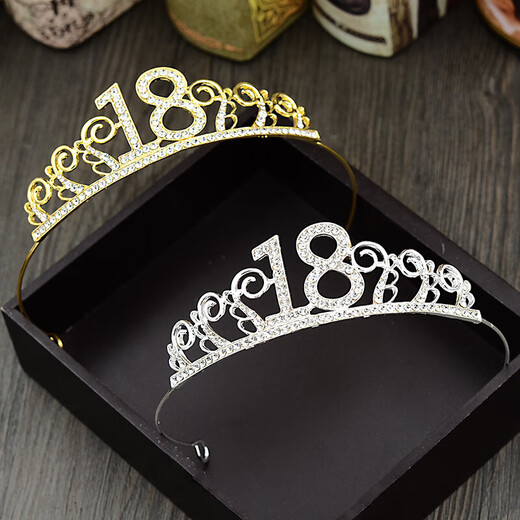 Birthday cake decoration crown headband headdress children and adults hat hair accessories crown silver 18 years old 1
