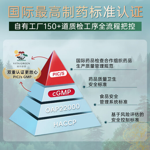 Vita Green Five-color Ganoderma Capsules to enhance immunity, produced in Hong Kong, China, 72 capsules/box, gift for elders