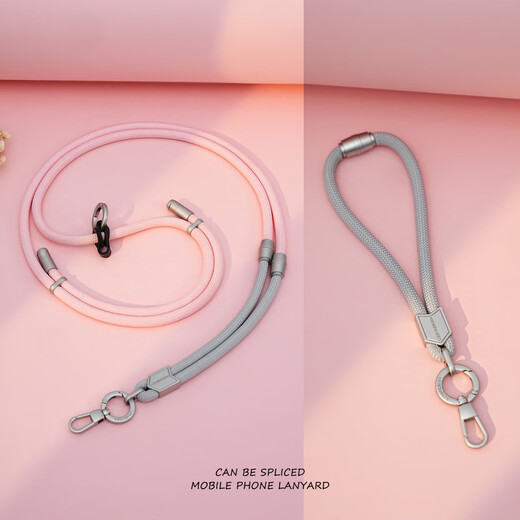 LEEU DESIGN Faye Wong's same style mobile phone lanyard three-in-one detachable mobile phone case color matching hanging chain hanging neck crossbody chain wrist short anti-lost mobile phone rope long adjustable style same color as star short silver gray lengthened light pink + 0.2mm ultra-thin rotating clip