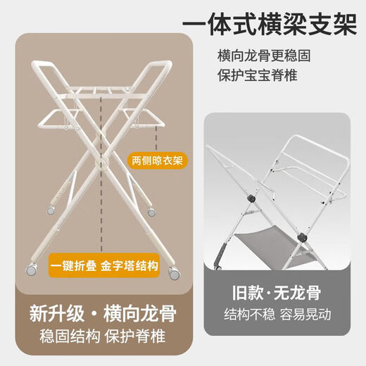 语森忆升级骨架尿布台婴儿护理台新生儿换尿布抚触按摩洗澡多功能可折叠 莫兰迪灰升降款横梁骨架置物篮+