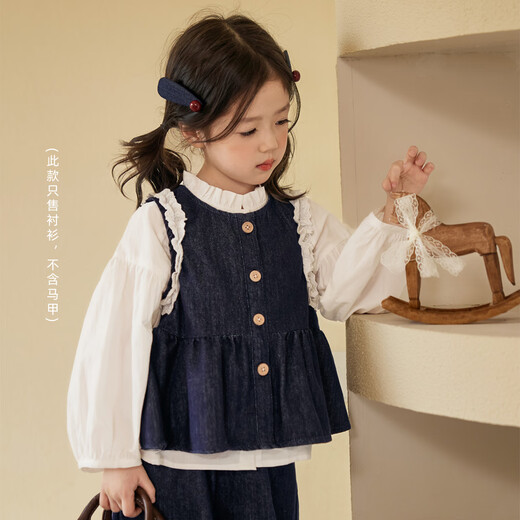 
LUSON Obao Okids Children's Clothing Baby Denim Set Women's Fashionable 2025 Autumn New Girls Puff Sleeve Shirt Set