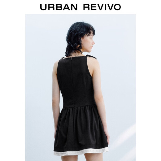 UR2025 autumn new women's casual sweet and cool strap contrast color waist-hugging sleeveless dress UYY750129 black M