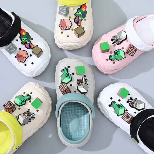 ABC KIDS boys' clogs minecraft beach shoes non-slip bathroom baby slippers children's soft bottom lightweight sandals gray minecraft 35-36 inner length 22cm/foot length 21-21.7cm