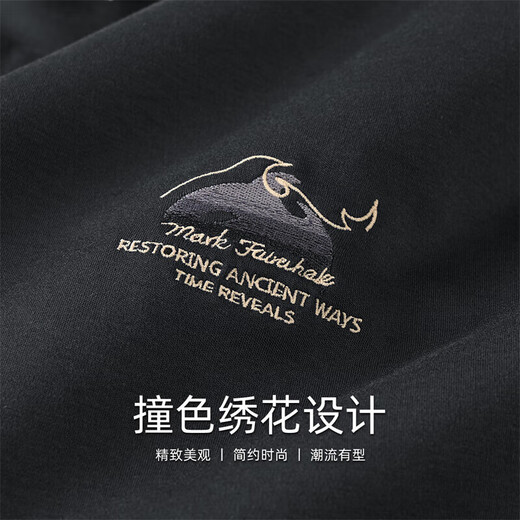 Fairwhale Gold Draht bestickt runden Hals Kurzarm T-Shirt Herren 2025 Sommer Neues Modes Black Short T-Top 1506 Black 001 L 175