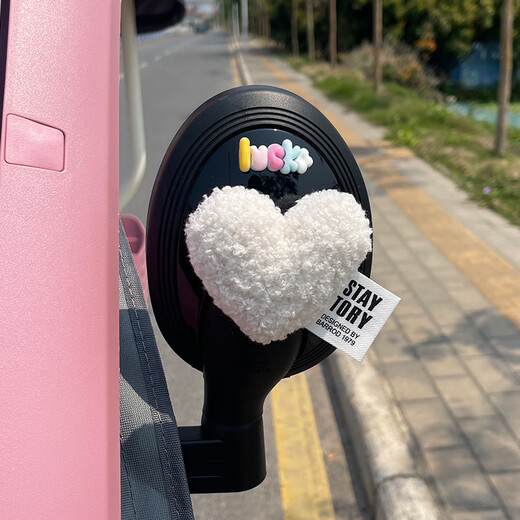 Jingmengyuan Electric Vehicle Tricycle Rearview Mirror Decoration Sticker Small Accessory Love Dashboard Ornaments Battery Car Steering Wheel Accessories Girly Pink Love Heart + Lucky Patch 1 Pair