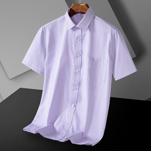 Neuer Sommerstil mit Baumwollstreifen kurzärmeliges Hemd für Männer, mittleren und jungen Unternehmen Casual, Atmungsaktiv und nicht amerikanischem Hemd DX6636 Dünner Modell 45