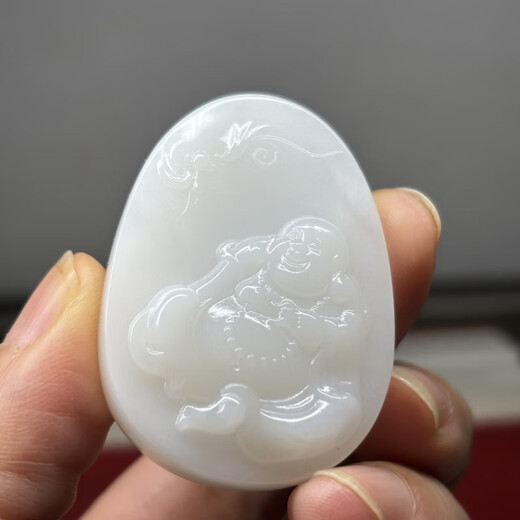 Mochen MOEYCIOR Hainan handicrafts natural jade A melted through ice shell Guanyin brand & Buddha brand pendants for men and women boutique Buddha brand 10.8*45*33