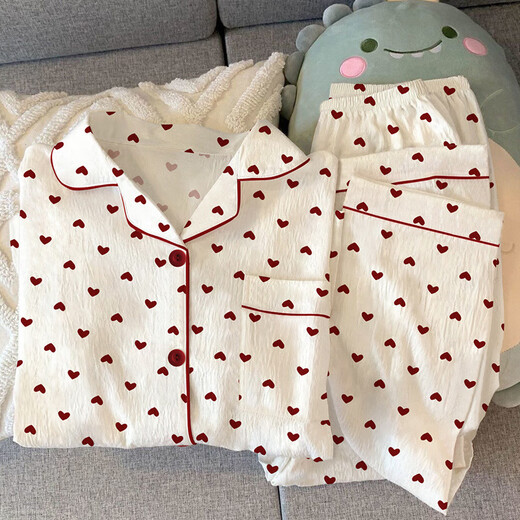Zipjbxins Xiaoxiangfeng Love Pajamas Impreso Primavera y otoño 2025 Conjunto de ropa para el hogar Sweet Girls KK-3523 (conjunto de manga larga) M [sugerir 80-100Jin [Jin equivale a 0.5 kg]]