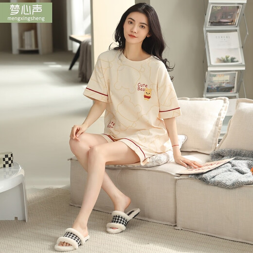 Mengxinsheng Brand Pure Cotton Pajama для женщин в летних шортах с короткими рукавами.