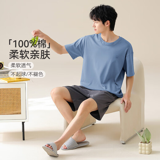 莫代尔（Madallo）睡衣男士短袖款夏天夏季大码男生家居服纯棉套装可外穿2025新款 13601 XL