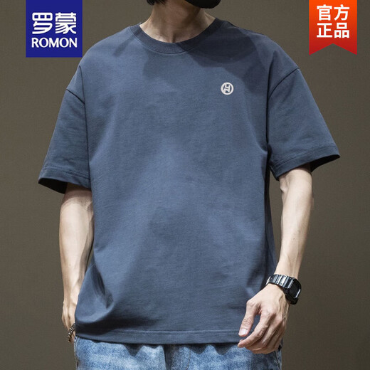 罗蒙（ROMON）潮流美式短袖T恤男夏季棉质圆领百搭休闲2025新款宽松港风T恤 白色 1365短 袖 棉 S 【建议80 110斤】