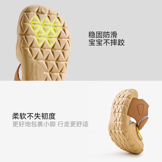 Balabala Kindersandalen Sommer 2025 Neue Art der Kinderlochschuhe für Jungenzehen Anti-Kicking-Mädchen-Kinder Anti-Rutsch-Strandschuhe Beige 28 Inner Länge 17 cm geeignet für Füße Länge 16,5-17,2 cm