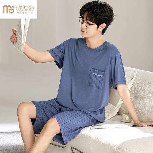 Yalu Men's Pyjamas Suit Shorts d'été Shorts minces de glace d'été. Home de grande taille décontractée soyeuse g [6624] Coquille de shorts modaux et respirant L [Recommandé 100-120 Jin [Jin est égal à 0,5 kg]]]