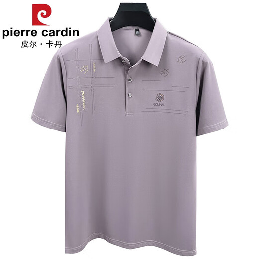 皮尔卡丹（pierre cardin）凉感桑蚕丝短袖T恤男夏季中年爸爸休闲薄款翻领冰.丝POLO衫 2677浅灰 M 推荐100-120斤穿