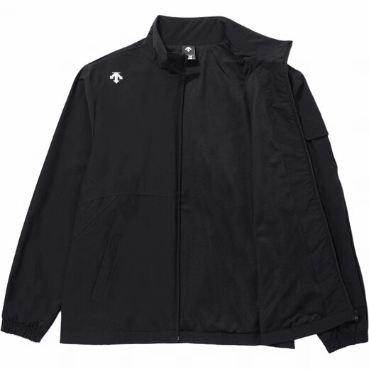 DESCENTE Sports Series Solid Color Logo Zipper Stand Collar Thin Long Sleeve Breathable Jacket Jacket Men and Women Black S