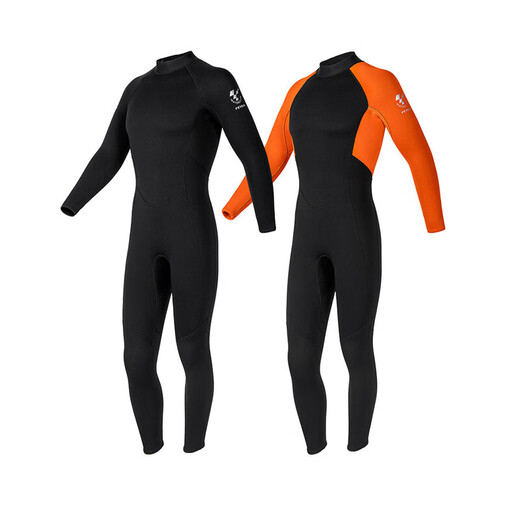 VVIR EER3mm wetsuit women's one-piece swimsuit long-sleeved warm men's surfing cold protection snorkeling lung diving free diving suit 1004 front open men's black one-piece L 3mm