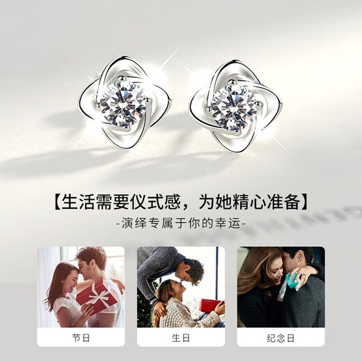 The only (Winy) moissanite 999 sterling silver earrings for mom’s birthday gift for women to show their temperament, niche and high-end earrings