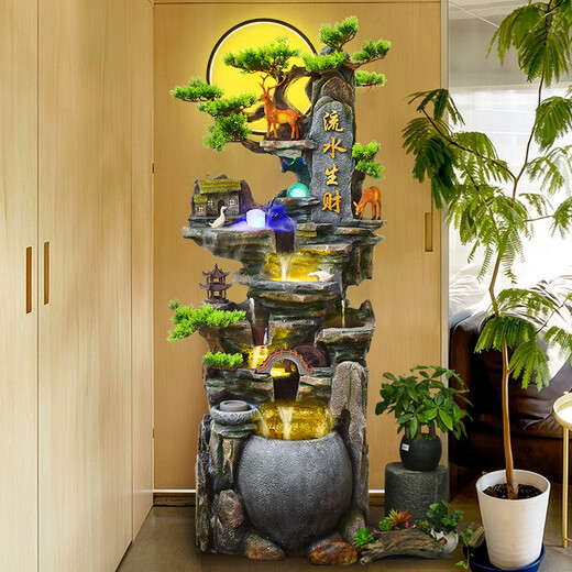 Pangdonglai Qualität großflächiger Bodenstockstockfließung Wasserbrunnen Ornamente Wohnzimmer Cash Feng Shui Rad Luftfeuchter Gaoshanxu 9902s klein 70 cm