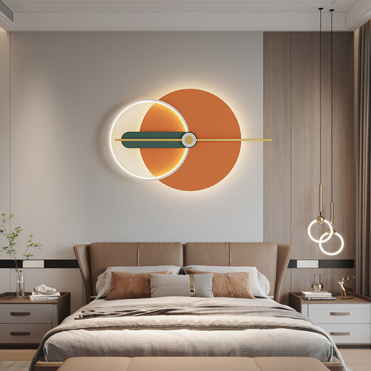 Star HP wall lamp Nordic light luxury living room sofa background wall mural lamp decoration creative round bedroom bedside atmosphere lamp orange platinum 6187 style 80CM three colors