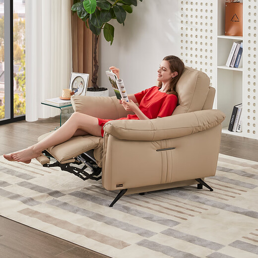 Zhihuashi [offline store style] Zhihuashi first class Italian minimalist leather electric function 0 wall sofa 13010 Four seats and four electric - white [12157 one table and four chairs] Delayed delivery (see customer service for details)