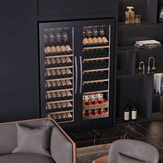 Bai Kailun red wine cabinet first-class energy efficiency constant temperature wine cabinet zero embedded home commercial living room display cabinet wine preservation refrigerator dual temperature air-cooled frost-free tea beverage white wine and foreign wine dual temperature zone 丨 red wine and tea 丨 60 bottles LOW-E anti-fog door