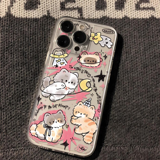 SMVP追月猫咪适用苹果14promax手机壳新款iPhone15proamx可爱13Pro卡 太空壳TPU-透明-NM9754追月猫咪 iPhone6sPlus