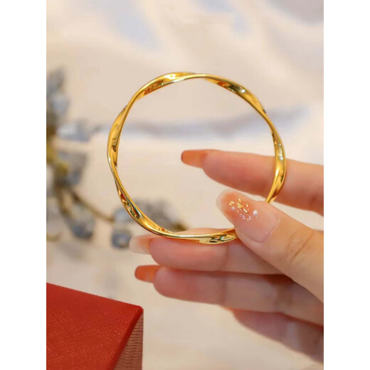 Dewey Van Mobius 9999 solid gold silver-covered gold bracelet solid 18K gold wedding gift bracelet for girlfriend and best friend Mobius bracelet 56 inner diameter (gold layer plus