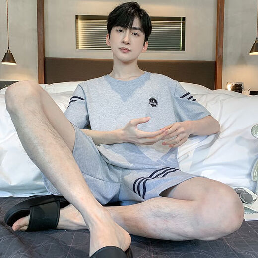 恒源祥2025年新款睡衣男士夏季短袖短裤纯棉薄款大码加肥加大套头家居服 HD9928A短袖短裤套装 男 L 100-125斤