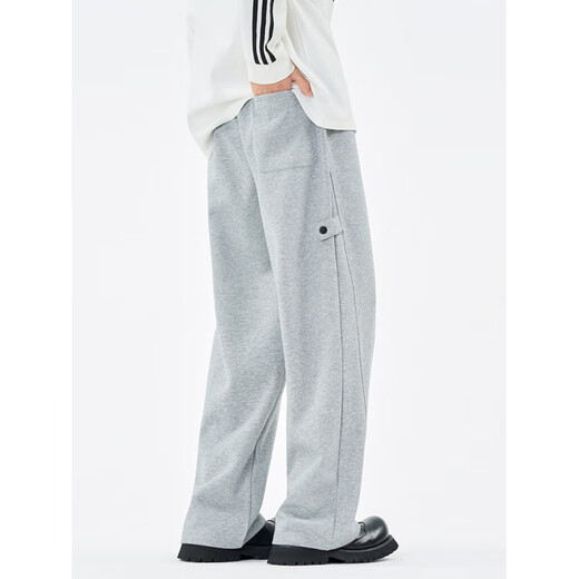 Bmuvlss high-end brand men's lazy style straight casual pants men's 2025 spring and autumn sports style loose sweatpants men's trendy brand gray XL