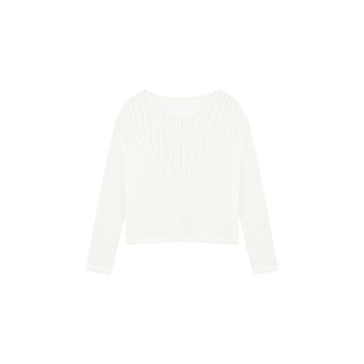 MeiYANG (MEIYANG) Jasmine Snow Sweater [White Moonlight 2] Half Hollow Long Sleeve Shirt Beibai M