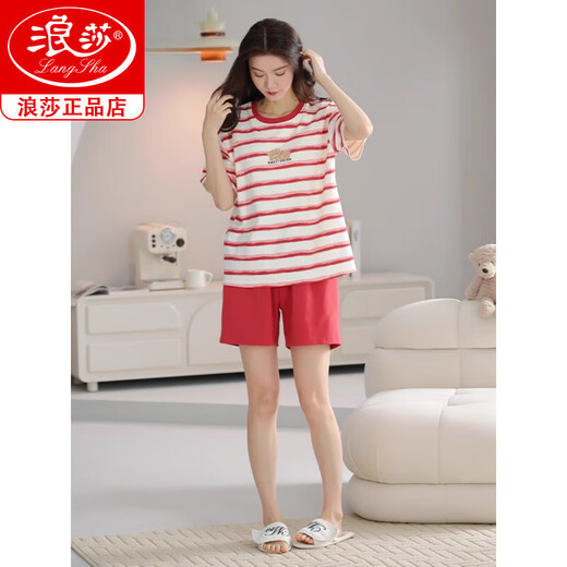 Langsha 2025 Neue Pyjamas für Frauen im Sommer Pure Cotton Kurzärmelige süße Casual Sports Home Clothing Set Z9859 M [Empfohlen, 80-100 Jin zu tragen [Jin ist 0,5 kg]]]