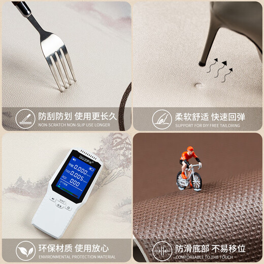 OQB金色入户门地垫防水中式金黄色风水pvc免擦洗进口玄关防滑耐脏脚 百福具臻棕色12164 160*230cm防潮 皮革地垫
