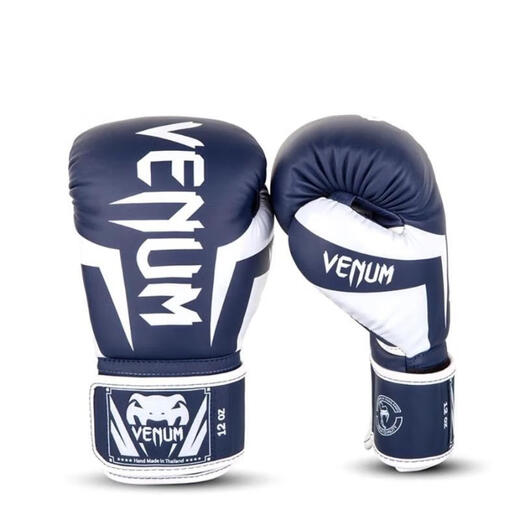 VENUM毒液【滔搏运动】 男女Venum ELITE 拳击手套 白/海军蓝色装备 VENUM-1392-410 14oz
