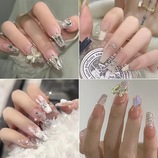 穿戴甲片高级感手工猫眼穿戴甲成品指甲贴片假指甲ins风美甲片 L15258暗夜蝴蝶 美甲胶水款