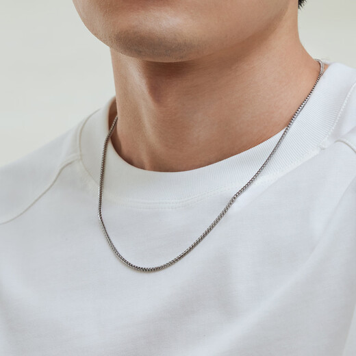 Lukfook Jewelry Platinum Necklace Fishbone Chain Platinum 950 Men's Plain Chain Price L19TBPN0030 50cm - about 18.42 grams