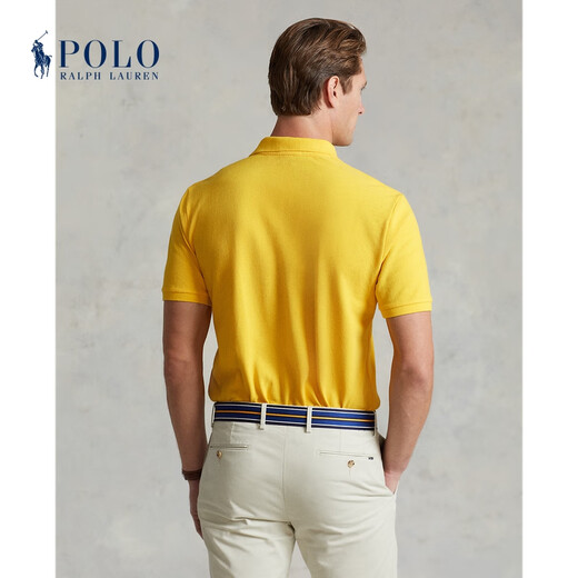 拉夫劳伦（Ralph lauren）男女同款 经典修身网格短袖网球衫RL12222 700-黄色 XS
