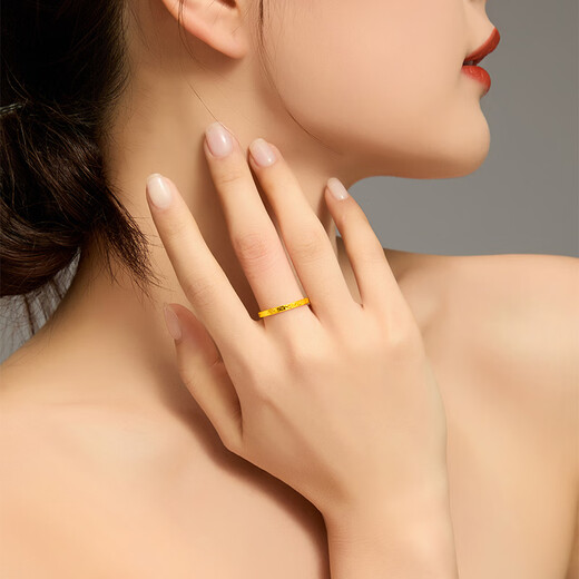 Old temple gold ring pure gold broken ice single ring women's ring gift for girlfriend and wife birthday gift broken gold ring #15 about 1g